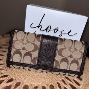 Coach Signature Brown and Tan Wallet